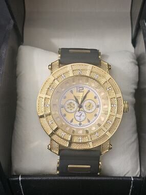 54.2mm gold tone bezel Watch Metal Tone with black&gold Silicone bullet band